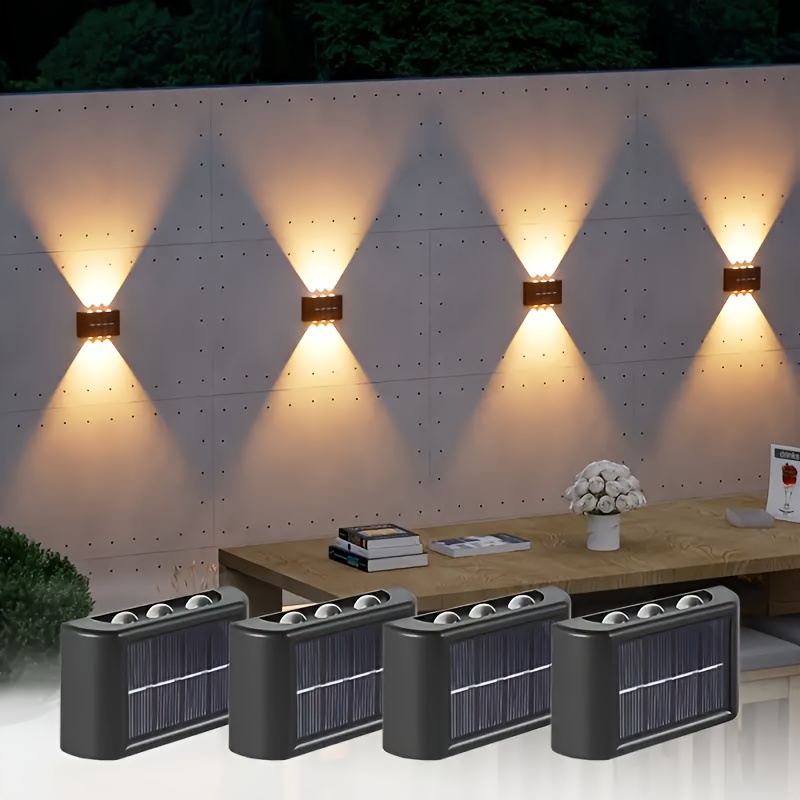 Outdoor Power Outlet Solar - ไฟ LED พลังงานแสงอาทิตย์สำหรับภายนอกอาคาร กันน้ำ ติดผนัง ส่องสว่างขึ้นและลง