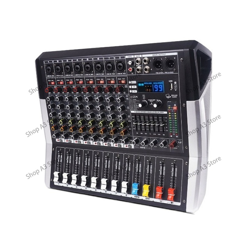 Outdoor Power Amplifier - แอมพลิฟายเออร์และมิกเซอร์แบบรวม 8/12 ช่องสัญญาณระดับมืออาชีพ, กล่องใส่เครื่องเสียงกำลังสูง, ชุดลำโพงสำหรับเวทีกลางแจ้งพร้อมบลูทูธ
