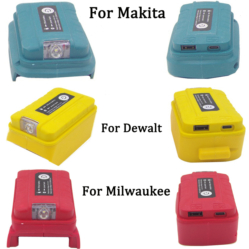 Outdoor Power Adapter Usb - ไฟ LED ทํางานโคมไฟแหล่งจ่ายไฟสําหรับ Makita/Dewalt/Milwaukee18V Li-Ion แบตเตอรี่อะแดปเตอร์กลางแจ้ง