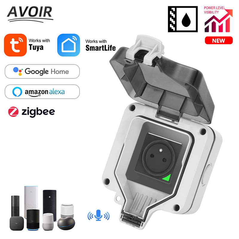 Outdoor Zigbee Power Plug - Avoir Zigbee Tuya IP66กลางแจ้งกันน้ำเต้ารับจับเวลาสวิทช์ Wifi สมาร์ท