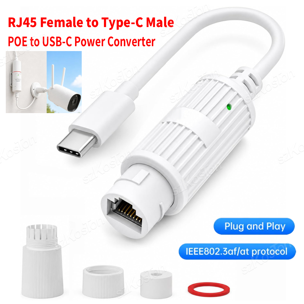 Outdoor Power Adapter Usb - ตัวแปลงไฟ POE เป็น USB-C อะแดปเตอร์ชาร์จ RJ45