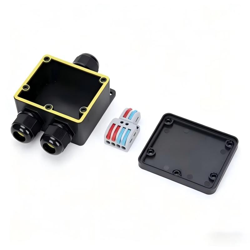 Outdoor Power Outlet Box - กล่องต่อสายไฟกันน้ำ IP68 แบบ 2 ทาง พร้อมปลั๊กเสียบสายโคแอกเชียล