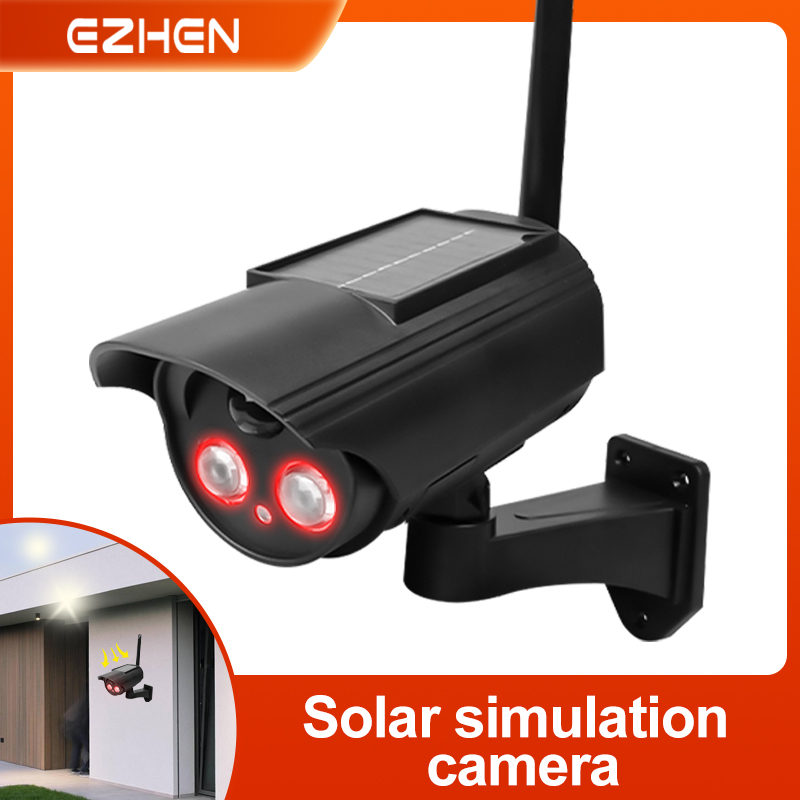 Outdoor Power Outlet Solar - กลางแจ้งพลังงานแสงอาทิตย์กล้องจําลองกล้อง Dummy กันน้ําบ้านปลอดภัยกล้องวงจรปิดจําลองการเฝ้าระวังปลอมกล้องกระพริบ LED Light