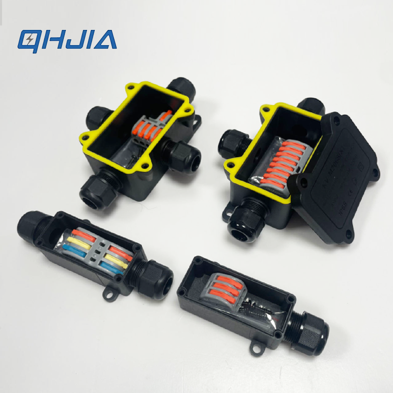 Outdoor Power Outlet Box - กล่องต่อสายไฟกันน้ำ IP68 PA66 พร้อมขั้วต่อสายไฟแบบเร็ว สำหรับเชื่อมต่อสายไฟฟ้าภายนอกอาคาร ใช้กับไฟสวน
