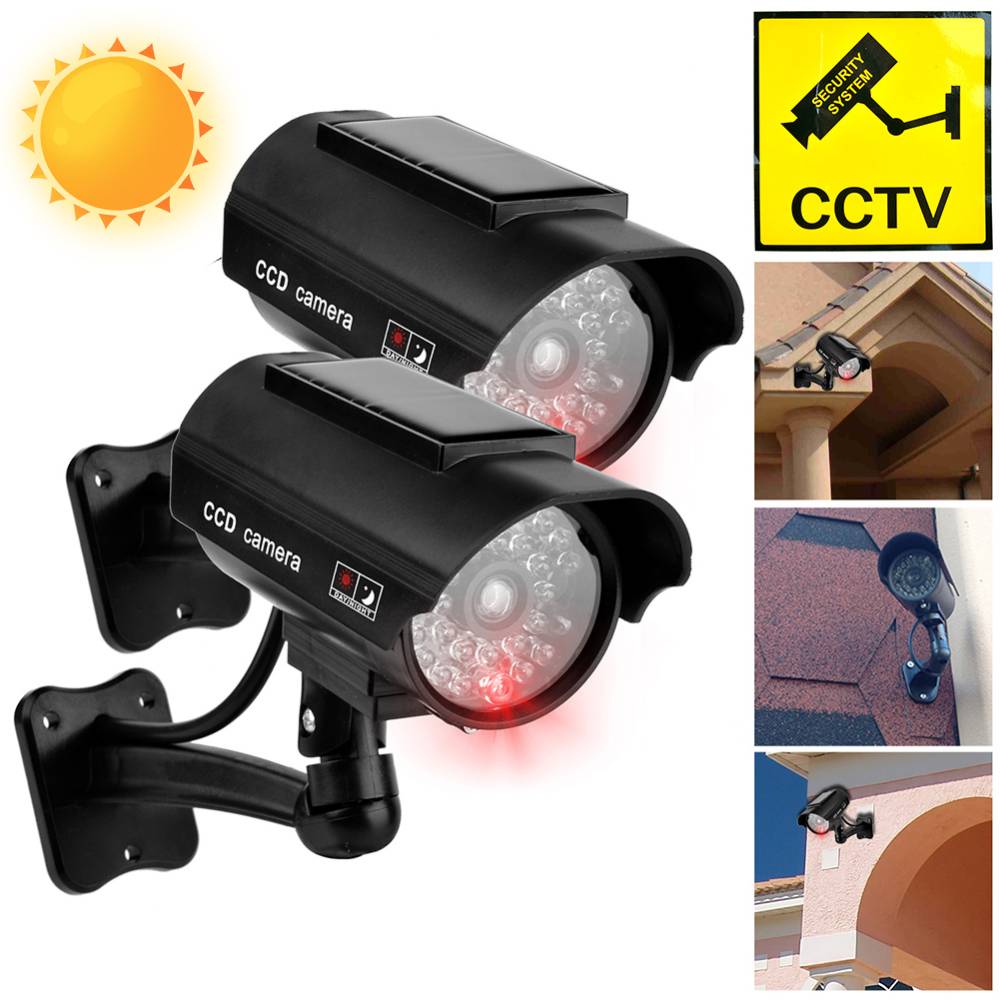 Outdoor Power Outlet Solar - กล้องจำลองพลังงานแสงอาทิตย์กลางแจ้งกันน้ำกล้องดัมมี่ที่บ้านปลอดภัย CCTV ตรวจตราการจำลองกล้องปลอมสะท้อนแสง LED