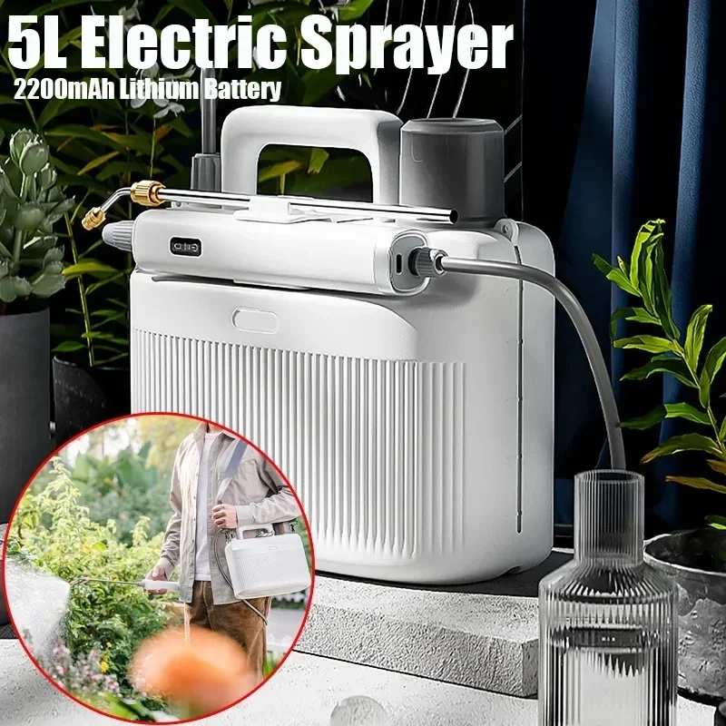 Electric Sprayer Backpack - 5L สวนไฟฟ้า Sprayer สเปรย์กําจัดศัตรูพืชรดน้ําดอกไม้ไฟฟ้าเครื่องมือสําหรับ 2200mAh แบตเตอรี่ลิเธียม