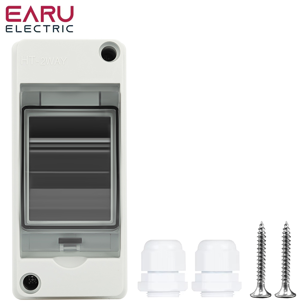 Outdoor Power Outlet Box - เครื่องกล่องเชื่อมต่อแผงเซลล์แสงอาทิตย์ MCB ไฟฟ้ากลางแจ้งทำจากพลาสติก ABS แบบ2ทางสำหรับติดตั้งใน IP65