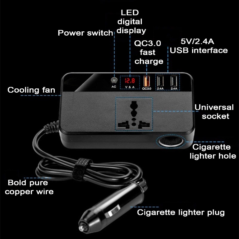 อินเวอร์เตอร์รถยนต์แบบพกพา 200 - Outdoor Power Adapter Usb บทวิจารณ์และราคา
